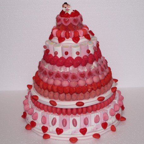 Gâteau bonbons mariage rouge et blanc - Mon gâteau de bonbons